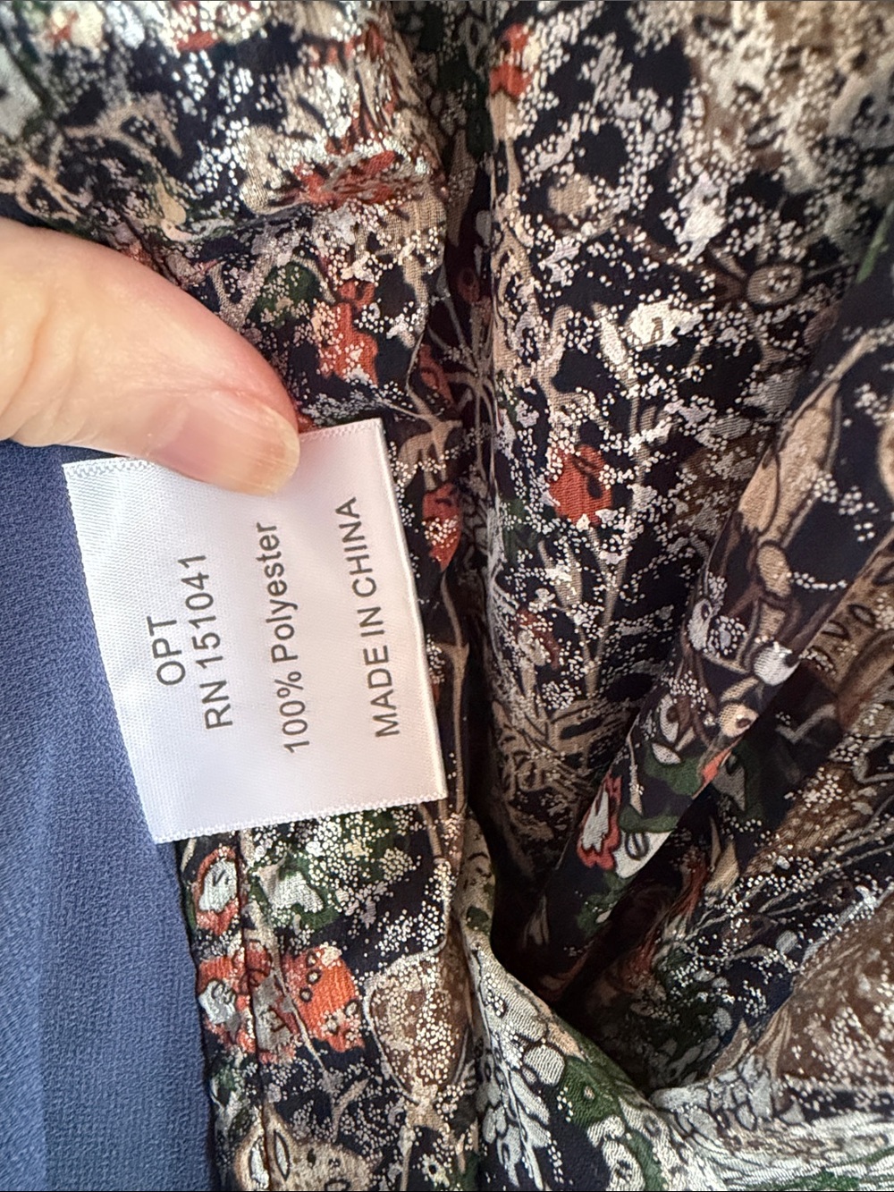 O.P.T. Metallic Floral Smocked Long Sheer Sleeve Midi Dress size Small - Picture 7 of 9